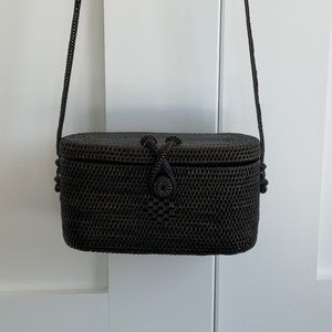 Peggy Fisher black woven handbag